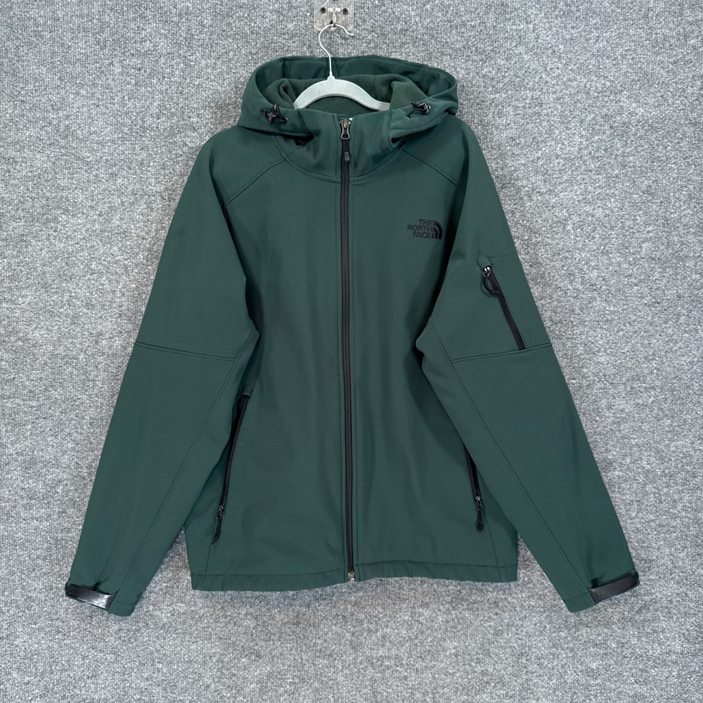 The North Face Apex Bionic Jacket Mens Large Green Hooded Softshell Coat Fleece